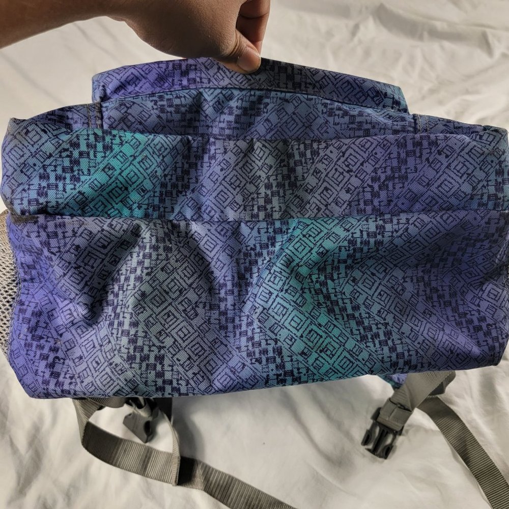 L.L. Bean Deluxe Book Pack Backpack Purple Blue Teal Geometric School 505445 - Picture 4 of 9